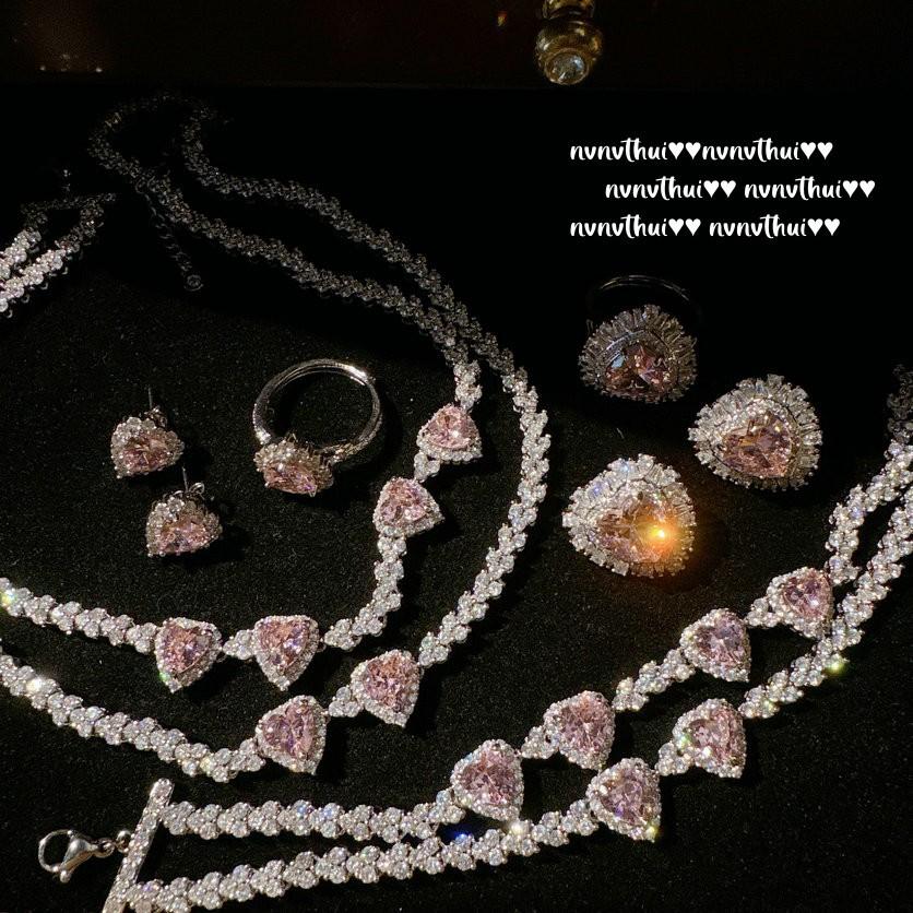 Papalacha Double Wheat Ear Gem Love Necklace, Galaxy Bright, 18K Gold Plated, Barbie Powder Love Bracelet