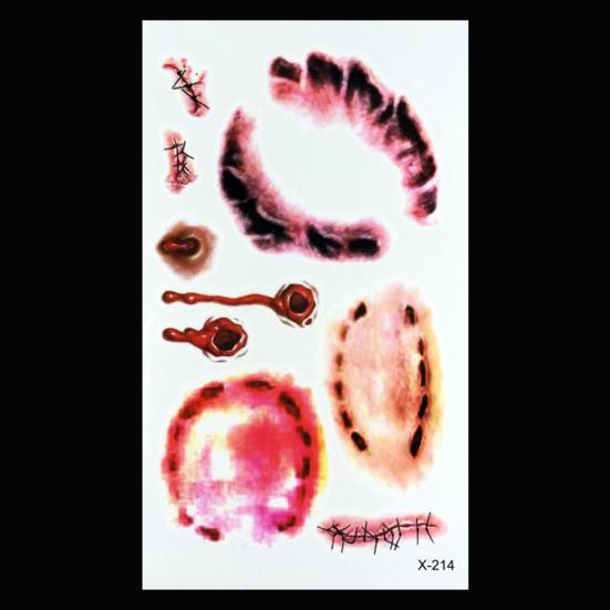 9Pcs Halloween Scar Tattoo Stickers Realistic Fake Wound Stitch Scab Waterproof Temporary Zombie Makeup Props for Kids Adults Boys Girls