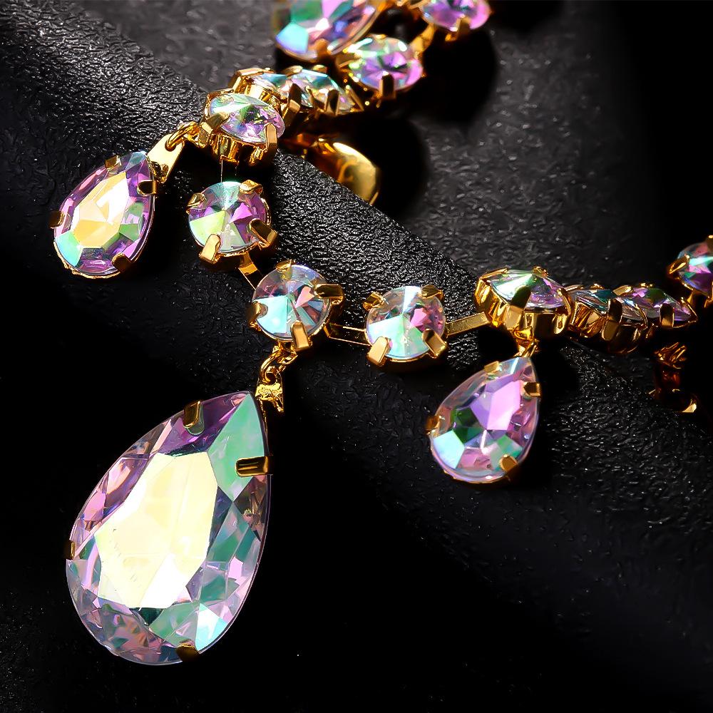 Water Drop AB Color Rhinestone Forehead Headband Chain For Women Adjustable Hair Jewelry Fashion Headpiece Belly Decorations