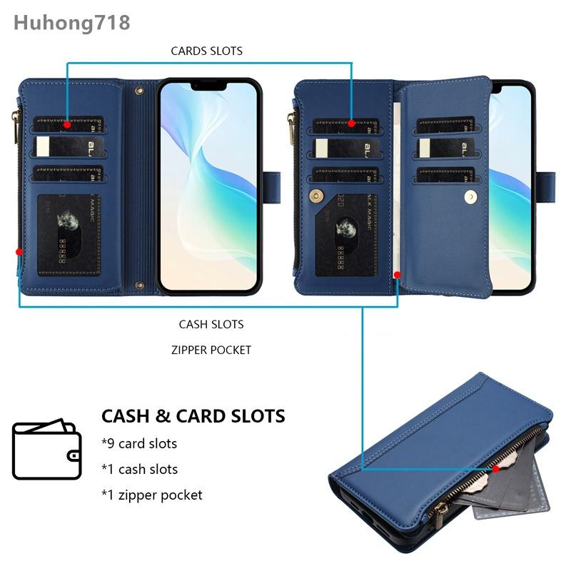Zipper Leather Case For Iphone SE 2 3 4 2020 2022 2024 X XS XR 6 6S 7 8 Plus 11 12 Mini Pro Max Wallet Cover Casing