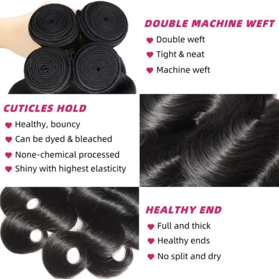 1 3 4 PCS Body Wave Bundles Human Hair 30 32 Inch Brazilian Real Human Hair Natural Black 14A Raw Hair Weave Bundles Extensions