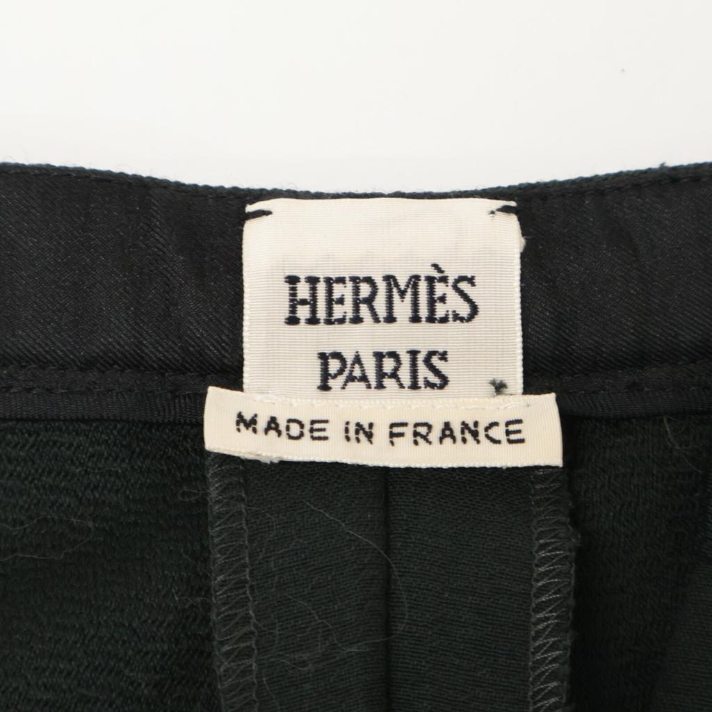 Hermes Lemaire Period Dark Green Wool Center-pressed Tuck Tapered Slacks Bottoms 36 Dark greenUsed