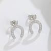 Simple niche design U-shaped full diamond titanium steel earrings, simple personality, trendy titanium steel earrings are versatile and do not fade