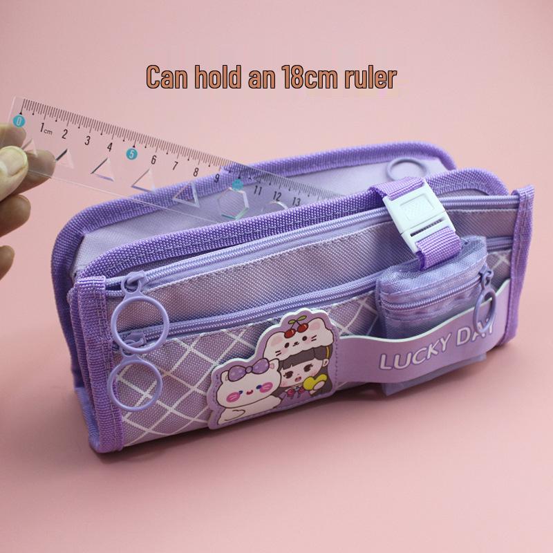 High-Capacity Cute Milky Pencil Case for Girls - Multifunctional Stationery Bag for Students