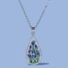 925  Fashion Blue Flower Ladies Pendant Necklace Handmade Enamel Jewelry Wedding Birthday Party Pendant Necklace Women's