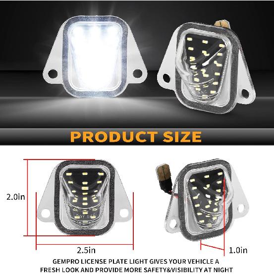 Gempro LED License Plate Lights Rear Bumper Tag Lamp Assembly For 2007-2014 Chevy Suburban Tahoe GMC Yukon C-Adillac Escalade ESV, 6000K White 2PCS