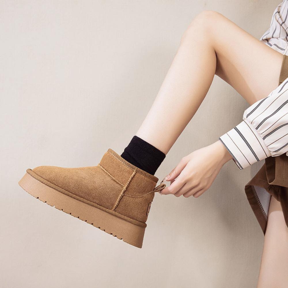 Winter Velvet To Increase Warmth Thick Soled Short Tube Cotton Shoes for Women