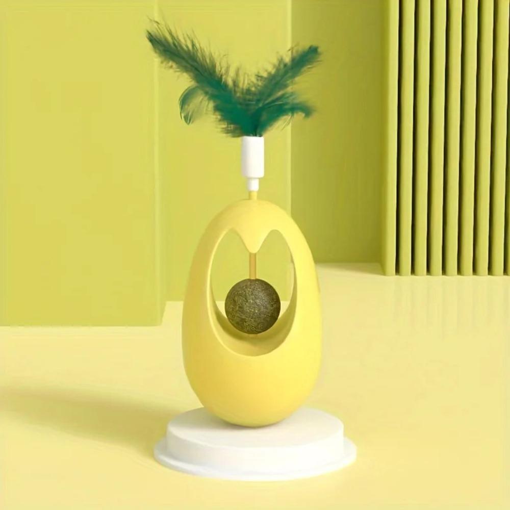 Catnip Ball Tumbler Feather Teases Toy For Indoor Cats Interactive Catmint Chew Toys Teeth Cleaning Cat Toys