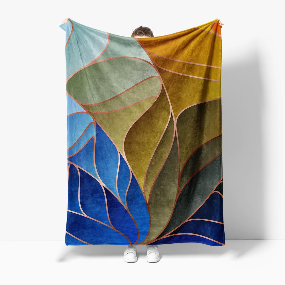 Vibrant Abstract Velvet Throw Blanket Geometric Modern Art Sofa Bed Decorative Cushion Cover Gift 75x90cm