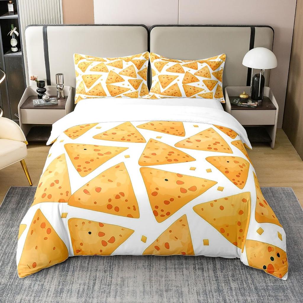 Cheese Bedding Sets Yellow Food Dessert Comforter Covers for Boys Girls Kids Duvet Cover Sets Fashion Teens Bedroom Decor 3 Pcs