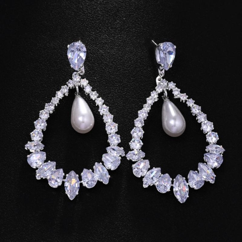 Luxurious Big Water Drop CZ Stone Earrings Sophisticated Women’s Dangle Earrings Accessory with Elegant Water Drop