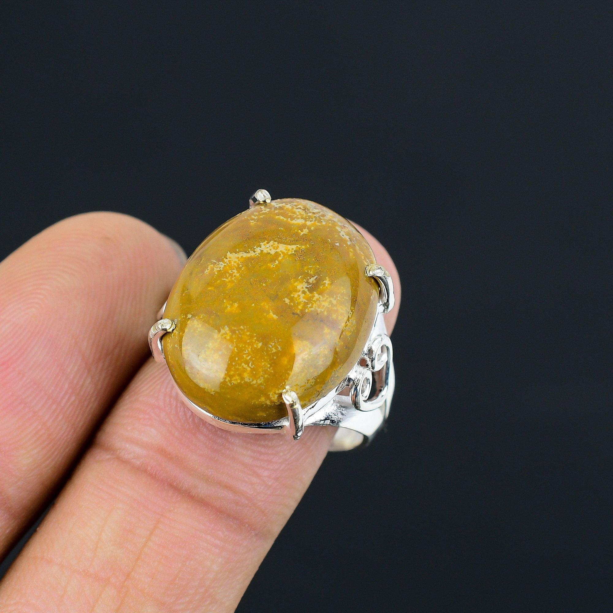 925 Sterling Silver Moroccan Seam Agate Stone Wife Stackable Ring Jewelry US 10 10