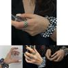 Sterling Stylish 925 Silver Adjustable Finger Ring For Women With Modern Checkered Pattern