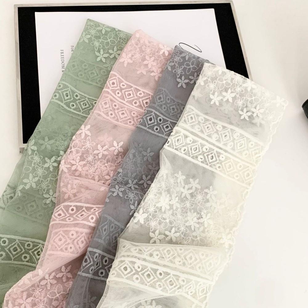 Solid Color Travel Sun Protection Scarf Embroidered Flower Decorative Shawl for Women Girl