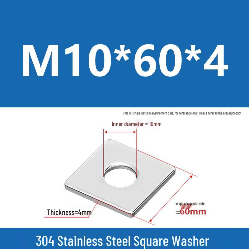 304 Stainless Steel Thickened Square Washer for Curtain Wall (M4-M16)