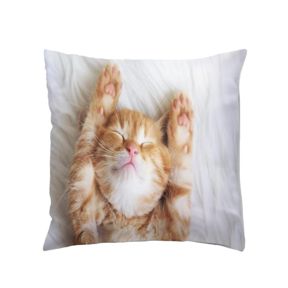 Sofa Pillow Pillowcase Skin-friendly Short Plush Cute Animal Cat Pillow Cover Living Room Cushion Cover Without Core