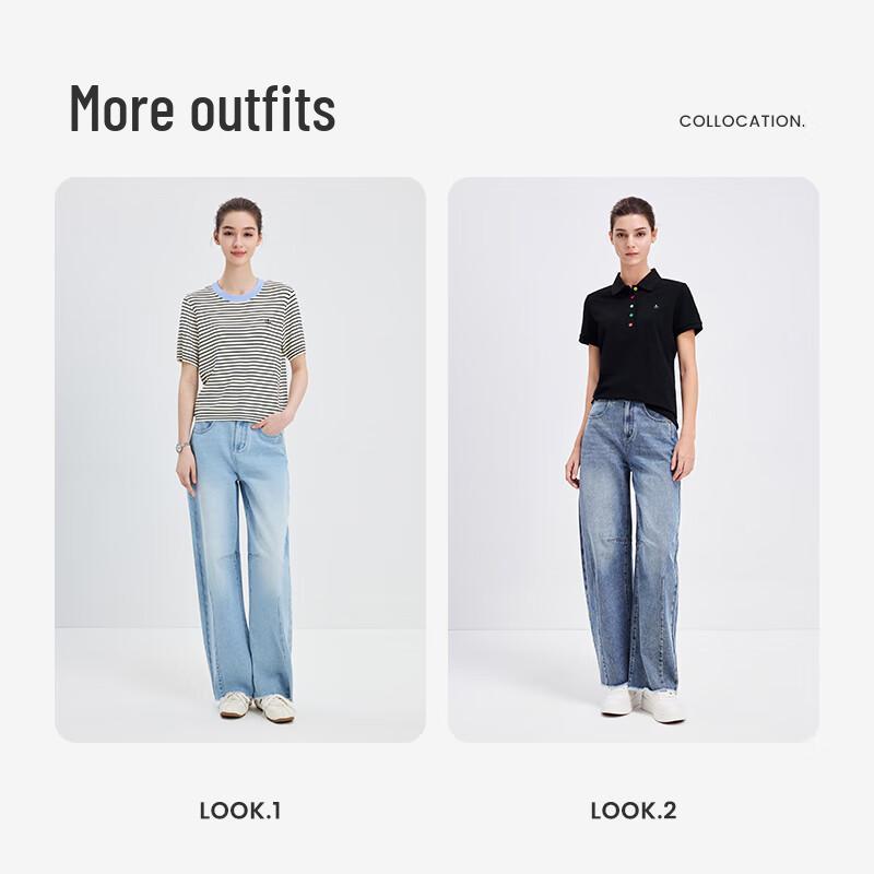 Navigare Women's Retro Wide-Leg Banana Denim Jeans