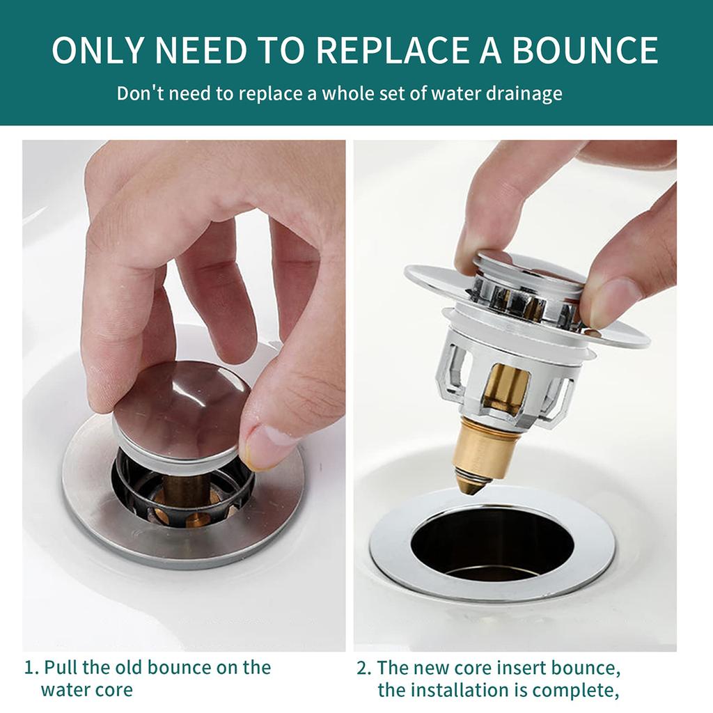 Universal Bathroom Sink Stopper, Upgraded Pop-Up Sink Drains Strainer Plug Basin Bathtub Bounce Drain Filter Hair Catcher