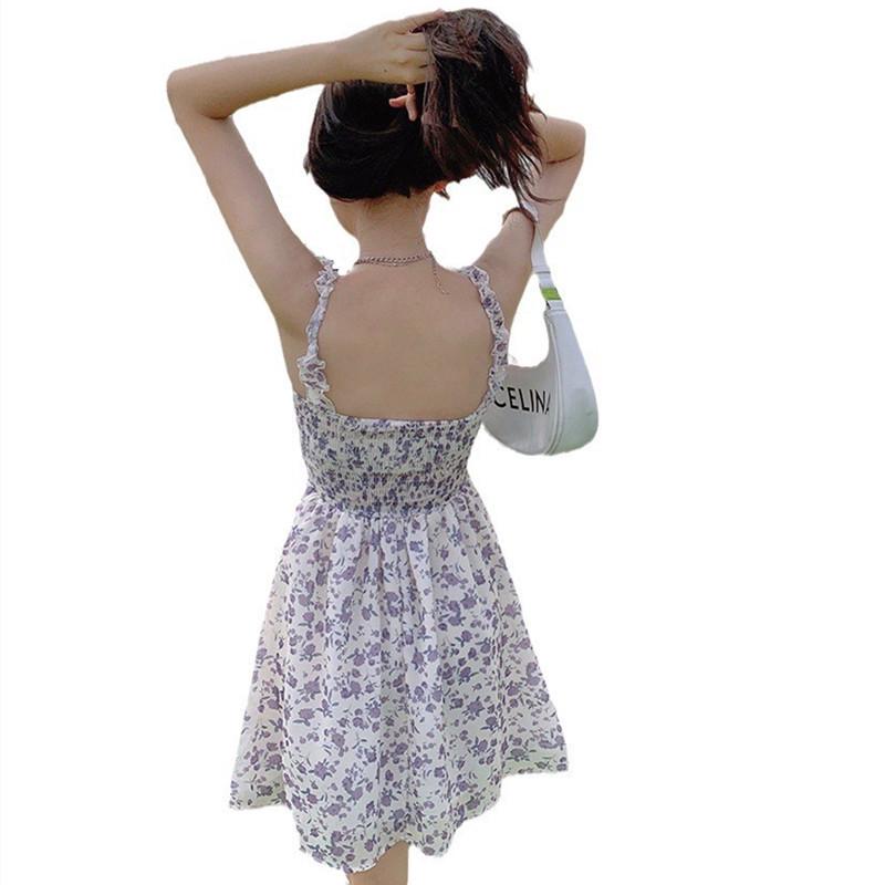 Sommer 2025 Französisches Blumen-Trägerkleid - Niedlicher Damen-Kurzrock