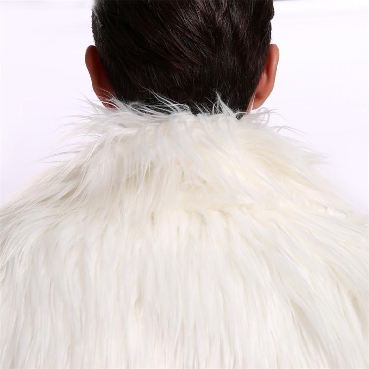 Men's Mid-Length Faux Fur Coat with Faux Fox Fur Collar - 2020 Autumn/Winter Casual Fashion.