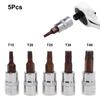 5pcs For Torx Screwdriver Bits 1/4 Inch Drive Socket Head Tools For T15 For T20 For T25 For T30 T40 Power Tool Accessories