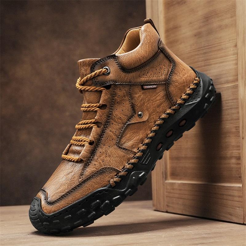 

Весенне-осенние мужские высокие повседневные ботинки ручной работы кожаные ботинки ковбойские ботинки для мужчин 48 светло-коричневого