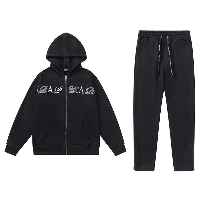 Trapstar Embroidered Hoodie & Sweatpants Set - Unisex Winter Velvet Trend