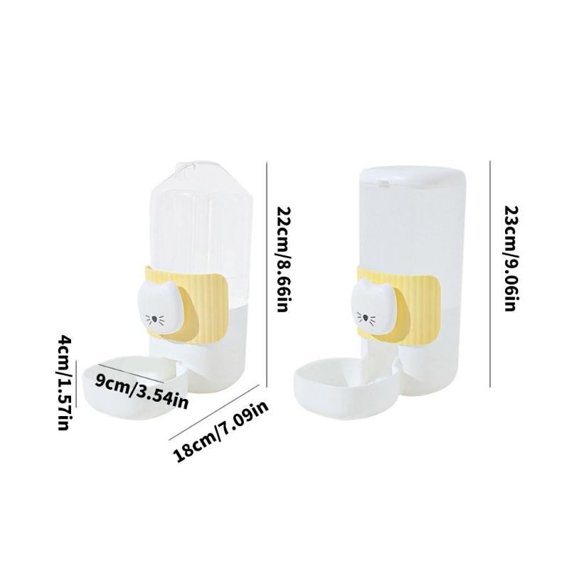 2PCS Cage Mounted Automatic Pet Food Water Dispenser with Cartoon Cats Design Easy Installation For Home Feeding Supply