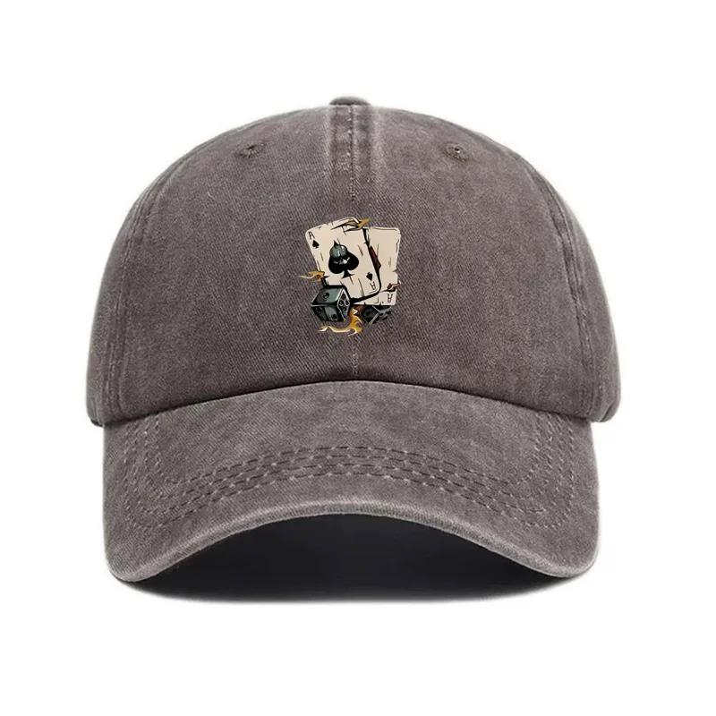 Theme Racing Hat Night Game Party Adjustable Cap Dad Pattern Dice Poker Men Cap Baseball Cotton Washed Vintage Hats Street Style Urban Streetwear