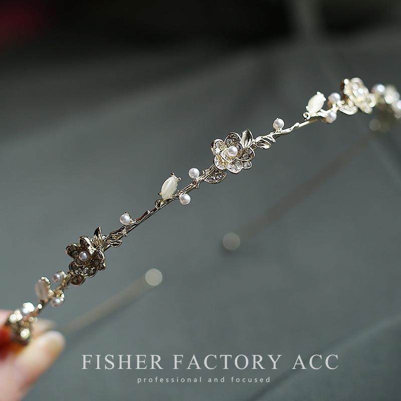 

2026 Exquisite Elegant Pearl Rhinestone Flower Hairbands Headband Women Girls Hair Head Hoop Band Accessories Headdress Headwear wide 12 cm