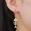 My Shape Cat Fish Bones Drop Earrings for Women Girls Cute Kitten Animal Lovers Dangle Earring Stainless Steel Jewelry Kids Gift