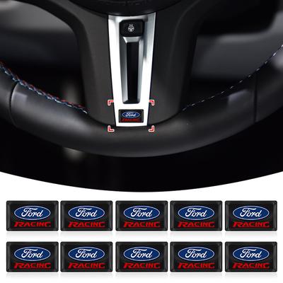 2/5/10Pcs Carbon Fiber Steering Wheel Car Logo Emblem 3D Stickers For Fiesta Mondeo Focus Fusion Escape Shelby Edge Kuga