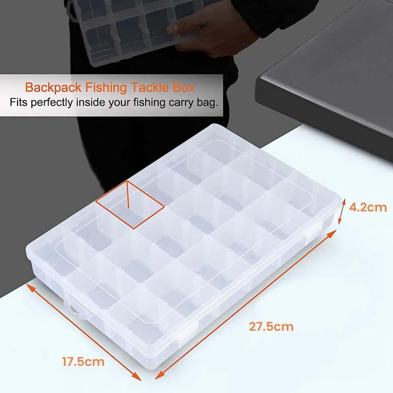 A96I-Tackle Box Organizer 18 Grids Plastic Craft Box Organizer Bead Organizer Clear Fishing Box With Dividers, 4 Pack