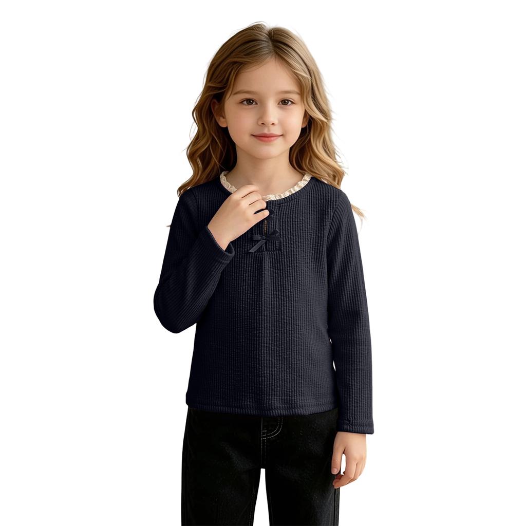 Girls Casual Long Sleeve T-Shirt Fashion Base Layer Tee Top for Daily Wear and Play