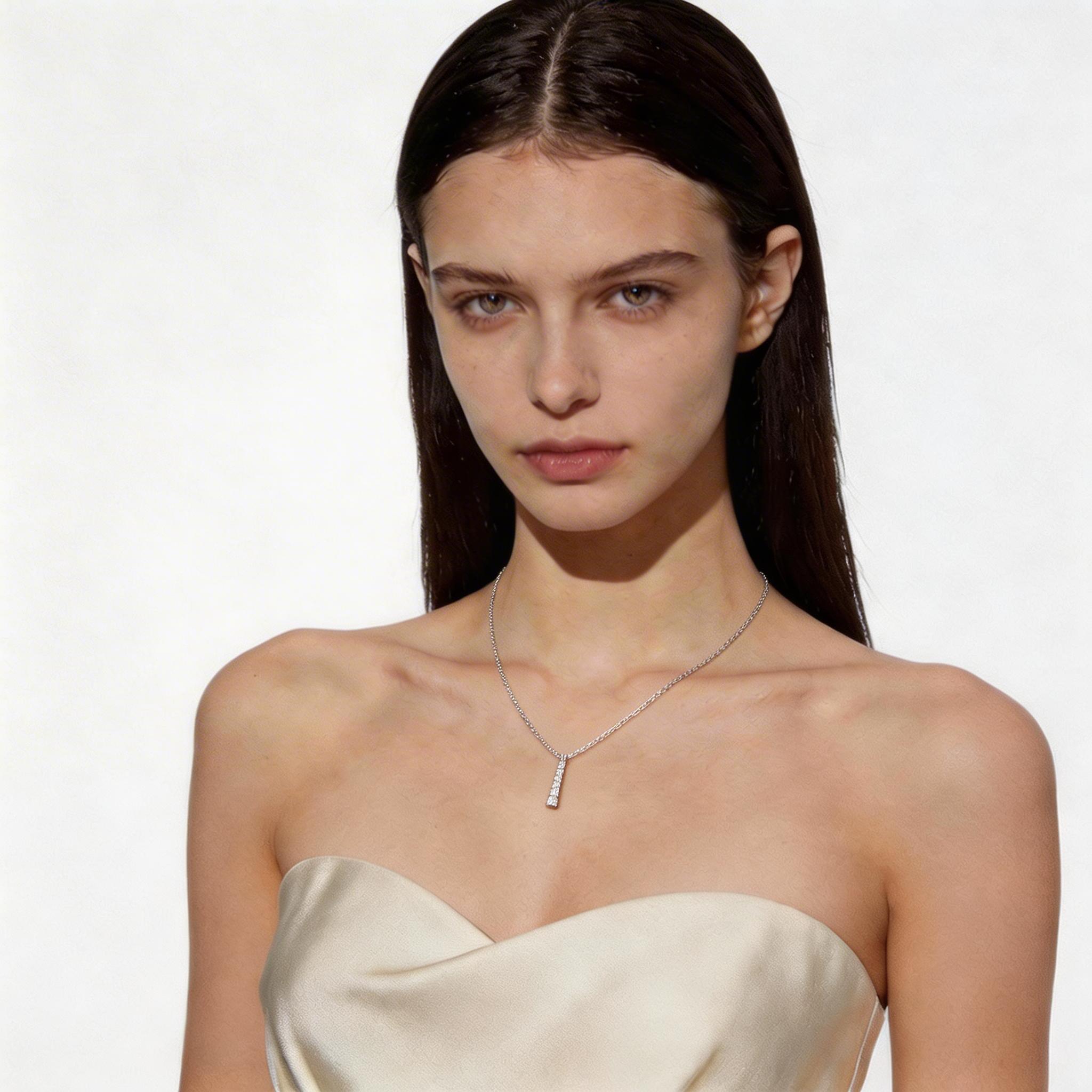S925 Sterling Silver Light Luxury Moissanite-Inlaid Y-Shaped Tassel Long Pendant Collarbone Chain French Style Instagram Party 925 silver