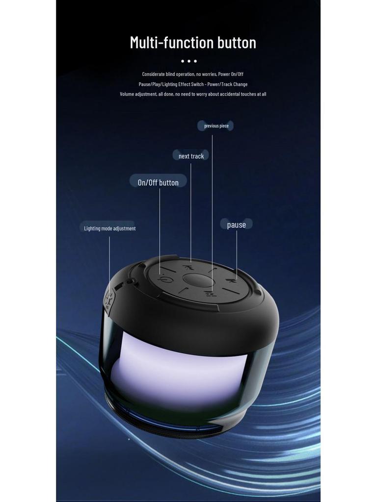 Mini Bluetooth Speaker S100: Transparent Design with Ambient Lights & High-Quality Sound Subwoofer