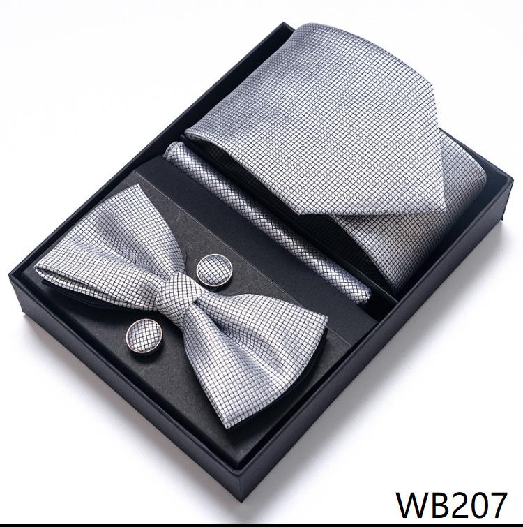 Men'S Business Dress Party Tie Gift Box Fashion Tie Square Scarf Combination Set Tie Bow Tie Set