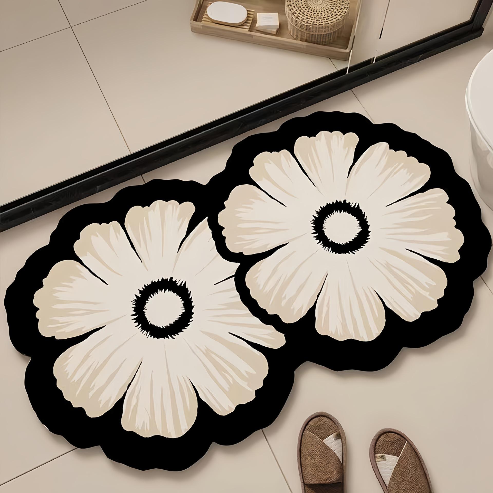 Wjg Pretty A Bathroom Floor Mat, Water-Absorbing And Dirt-Resistant Diatom Mud Floor Mat, Non-Slip Mat At The Door Of The Household Bathroom, Diatom Mud