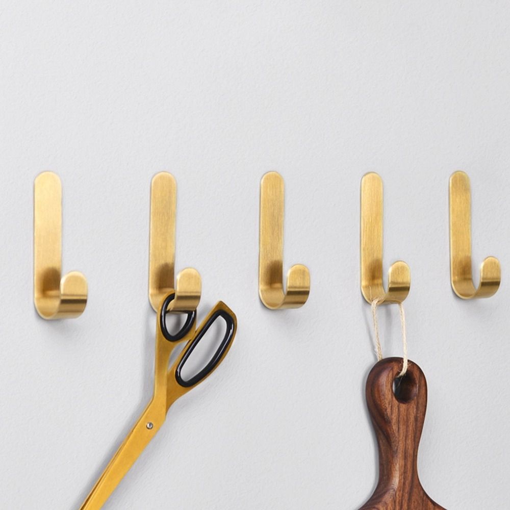 Gold Wall Hook J Shaped Towel Hanger Sticky Furniture Hardware  for Kitchen Bathroom