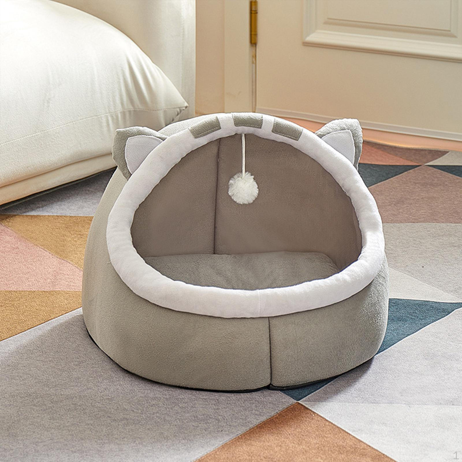 

Ліжко для тварин з мультфільмом Кіт Печери Гніздо Напівзакритий Затишний Спальний Теплий Комфортний Будиночок для Тварин M