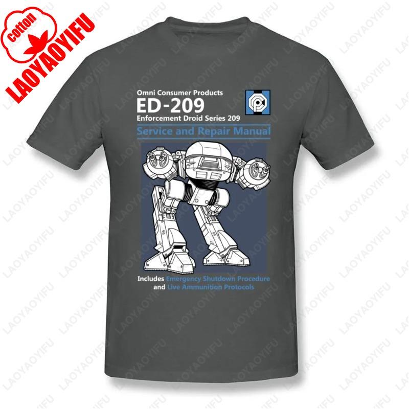 Mens TShirt Summer Fashion Casual Tops Printing Robot ED 209 Mens Tee Quality Full Cotton Clothing Funny Graphic Tshirts