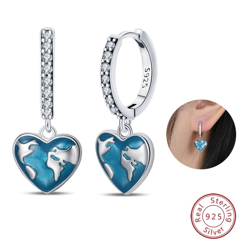 100% 925 Silver Colorful Butterfly Ladybug Rose Bow Pendant Earrings For Women Fashion Anniversary Party Jewelry Gifts