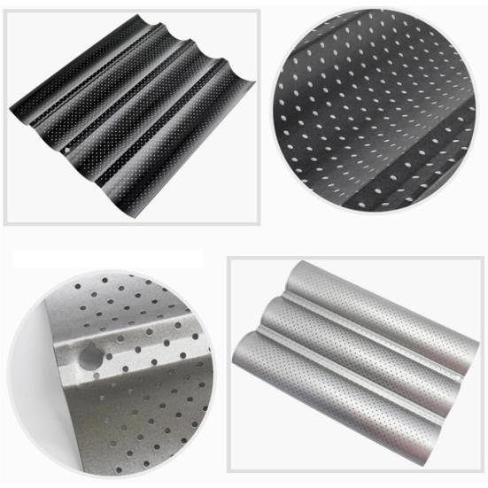 2/3/4 Grooved Nonstick Perforated French Bread Baguette Bake Mold Baking Pan