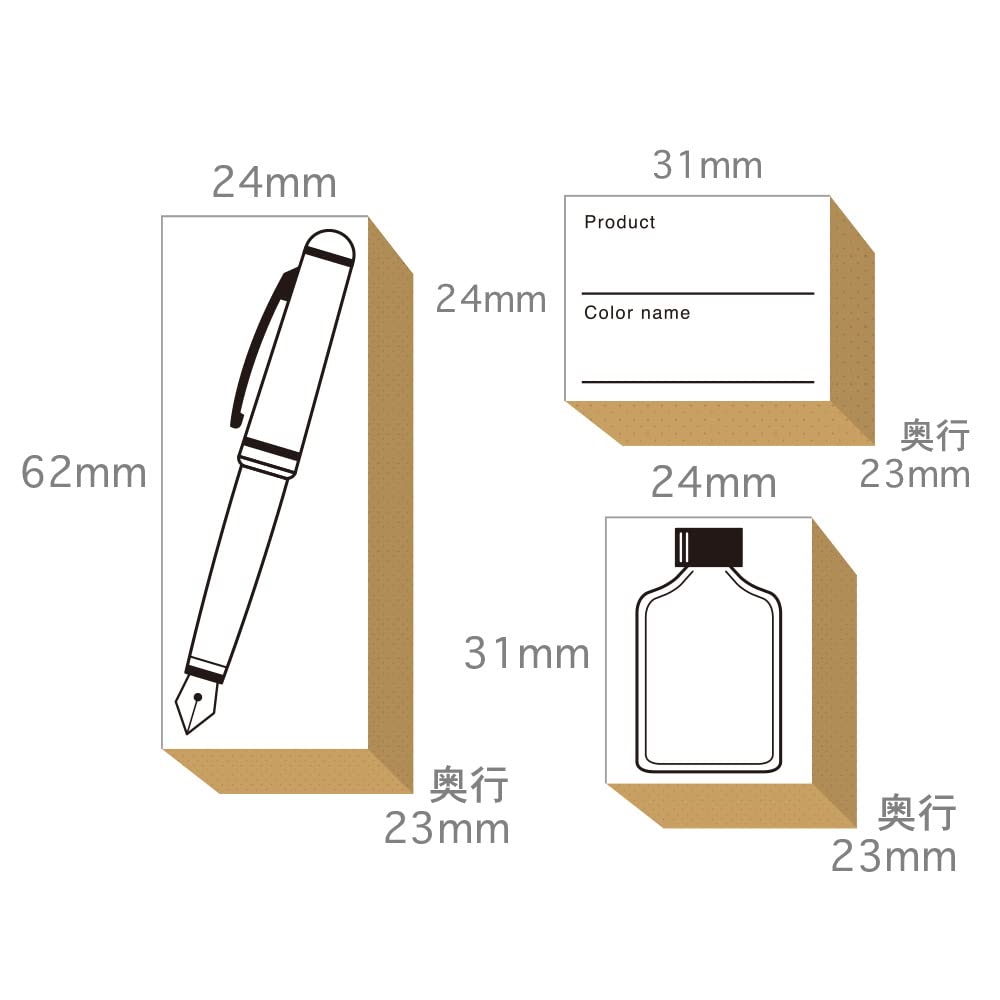 Fountain Cute Wooden Stamp Color Stylish Letter Sticky Made In Japan Pen, Ink, Stamp, Set, Swatches, List, Cards, Paper, Notes, Stationery, Gift,