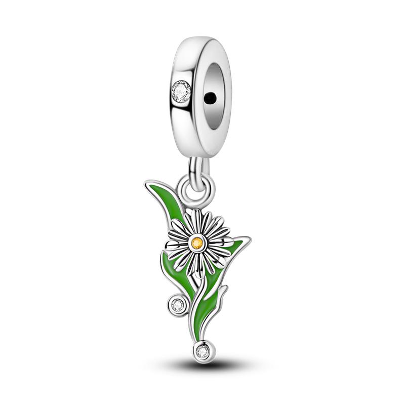 Flowers Series S925 Sterling Silver Sunflowers Tulip Carnation Charms Fit Original  Bracelet  For Women Jewelry Making