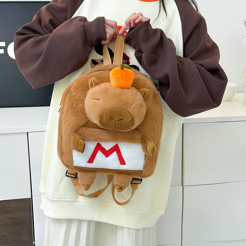 Kawaii Pluszowy Plecak Kapibara dla Kobiet Wszechstronna Kreskówkowa Zabawna Torba Crossbody Kapibala Duża Pojemność Torba Tote