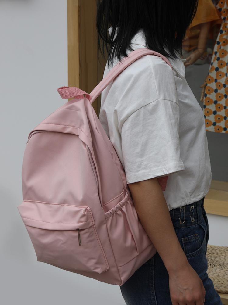 Beliebter Damen einfarbiger Einkaufsrucksack Studenten lässig große Kapazität Schulrucksäcke Damen Nylon Schulterrucksack