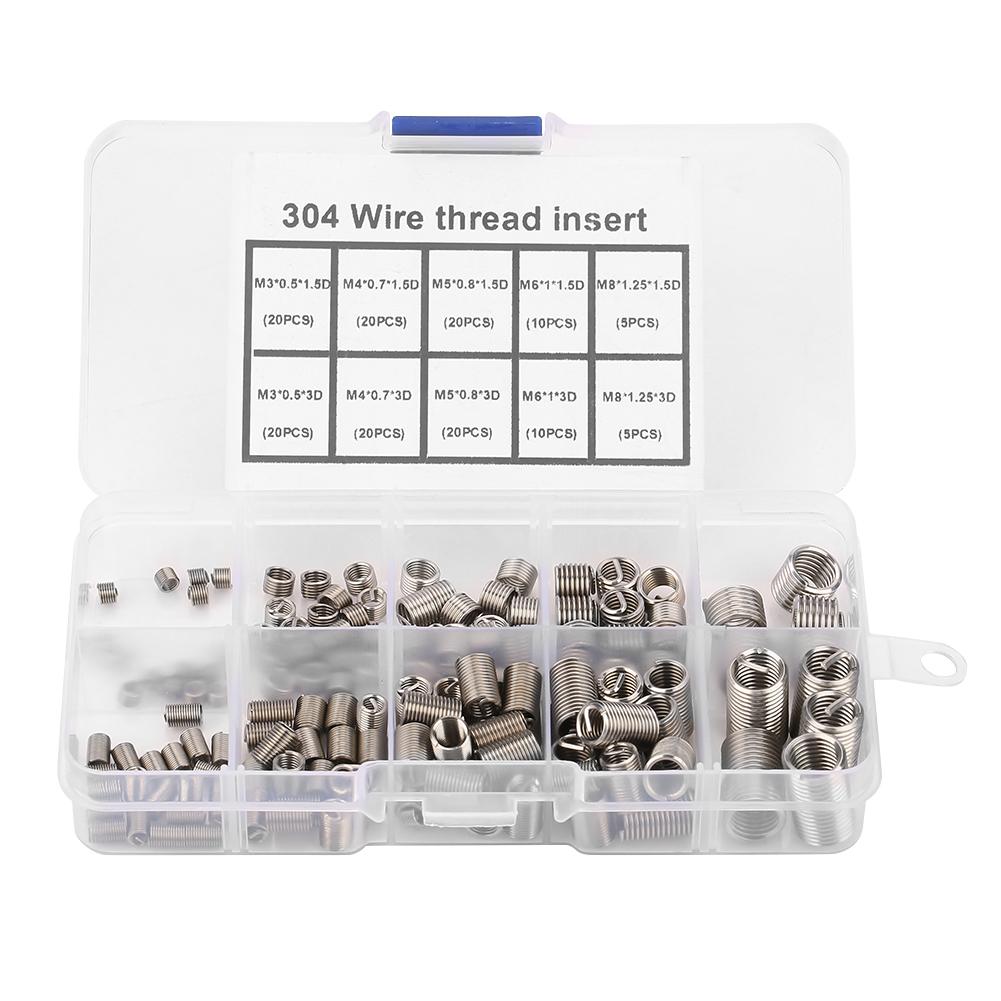 150pcs M3M8 Stainless Steel SS304 Coiled Wire Helical Screw Thread Inserts