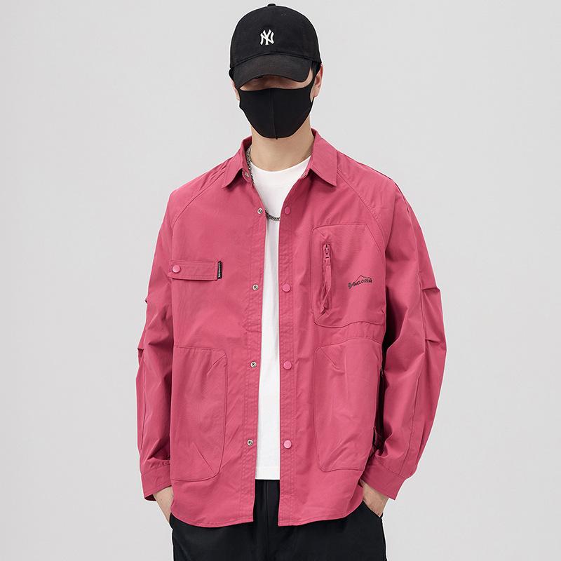 Men'S Tooling Jacket Jacket Men'S Spring New Trend Fashion High Sense Multi-Pocket Boys Top Trend