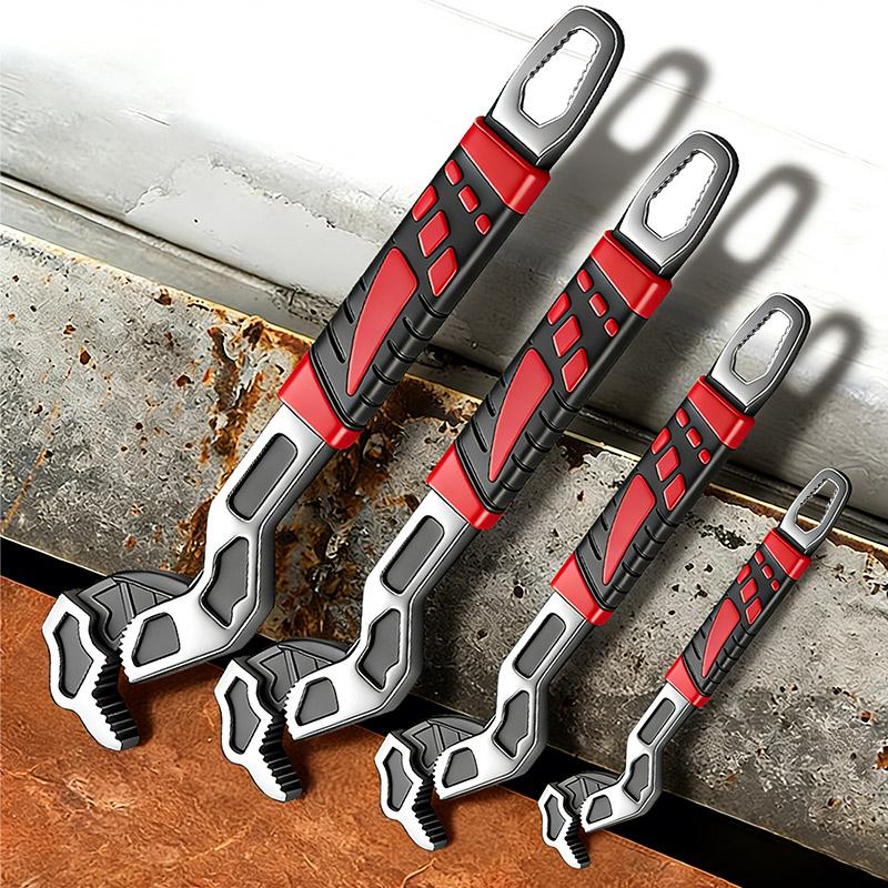 Universal Anti-slip Adjustable Wrench Set Stainless Steel Quick Snap Pipe Repair Tool for Plumbing & Household Maintenance